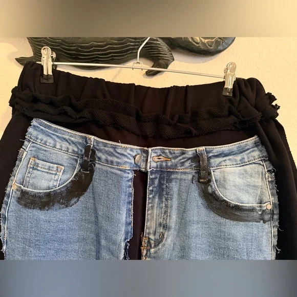 Stylish Blue Jeans and Black Women's Skirt - Picture 3 of 7